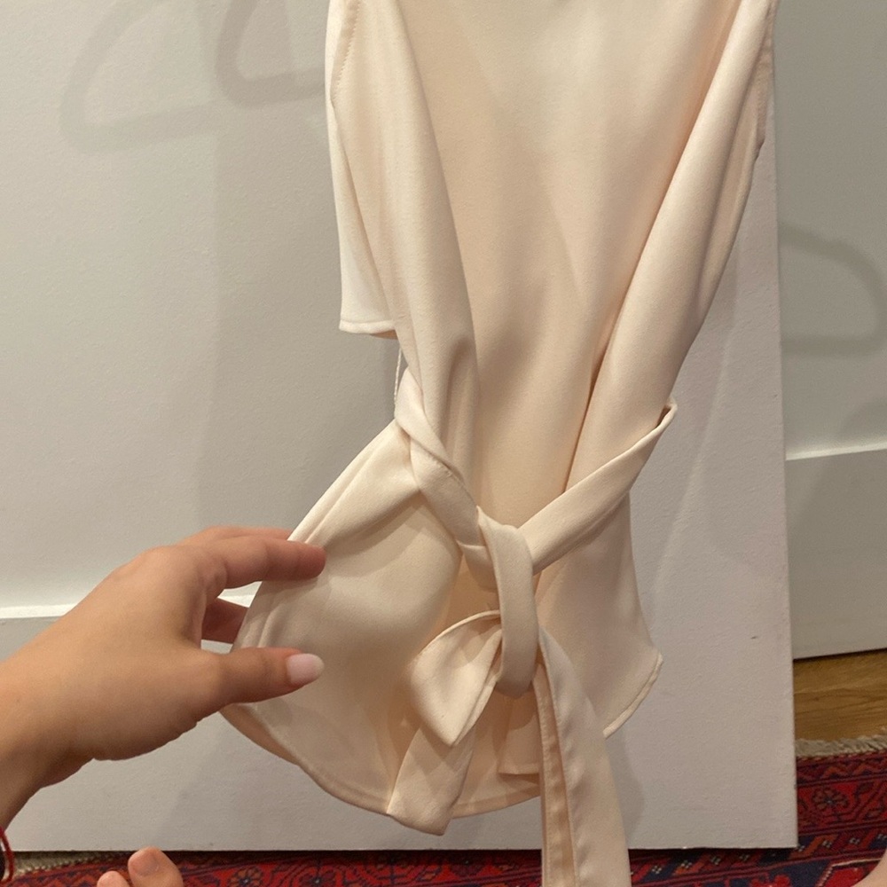 Elegant Cream Tie-Front Blouse